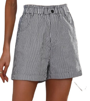 Fashion Ladies Non-stretch Stripe Shorts