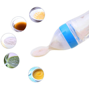 Safe Newborn Baby Feeding Bottle Toddler Silicone Squeeze Feeding Spoon Milk Bottle Baby Training Feeder Food Supplement