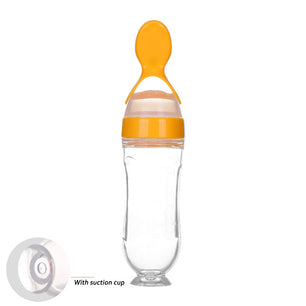 Safe Newborn Baby Feeding Bottle Toddler Silicone Squeeze Feeding Spoon Milk Bottle Baby Training Feeder Food Supplement