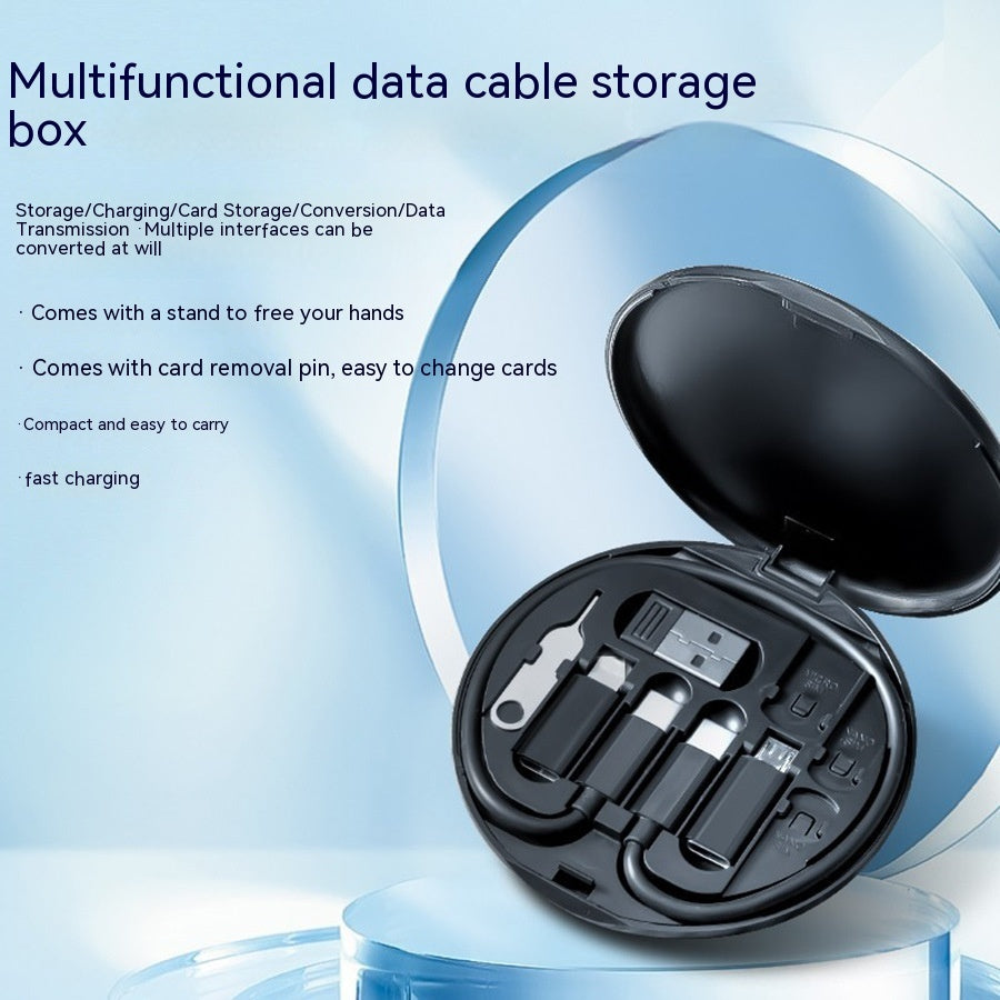 Portable Multifunction Data Cable Digital Storage Box Data Cable 60W Fast Charging Cable Five-in-one