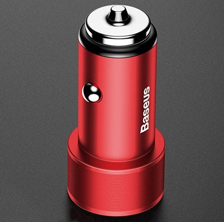 Small Screw Car Charger Dual USB QC3.0 36W Flash Charger