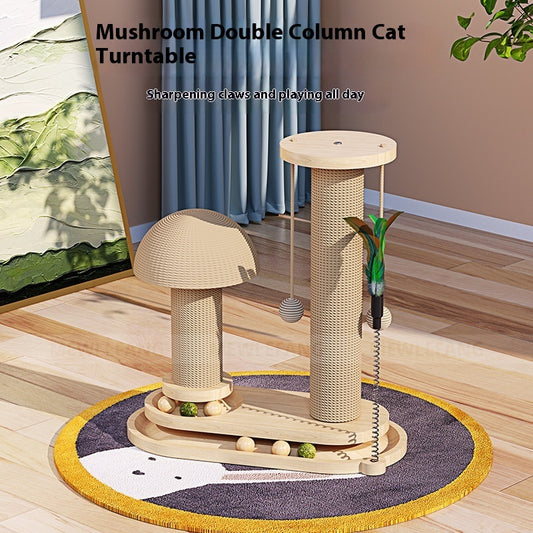 Solid Wood Cat Turntable Scratching Post Durable Toy