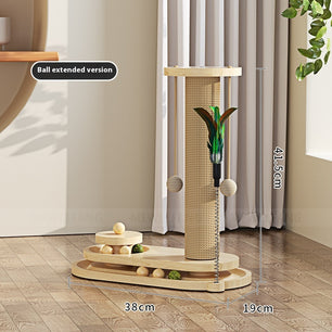 Solid Wood Cat Turntable Scratching Post Durable Toy