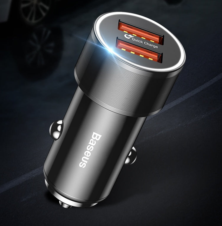 Small Screw Car Charger Dual USB QC3.0 36W Flash Charger