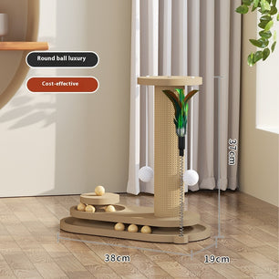 Solid Wood Cat Turntable Scratching Post Durable Toy