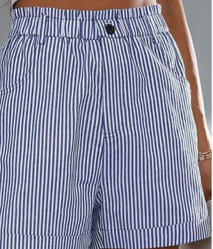 Fashion Ladies Non-stretch Stripe Shorts