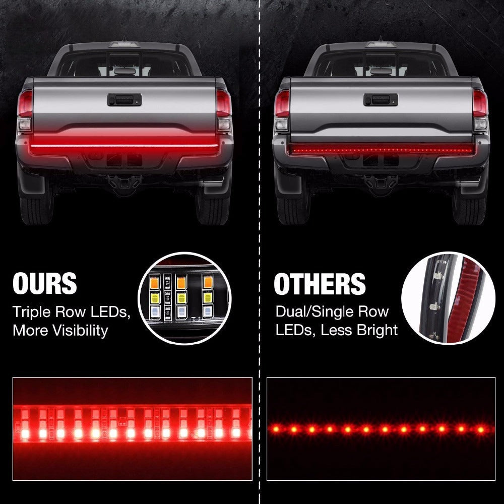 Three-row pickup truck taillight belt