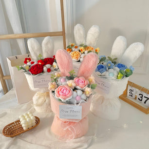 Rabbit Ears Bouquet Knitted Flower Doll Gift