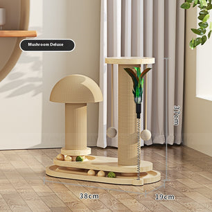 Solid Wood Cat Turntable Scratching Post Durable Toy